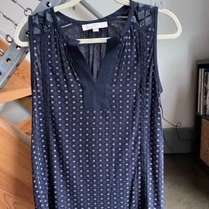 Navy and white LOFT tank top. Great for work.